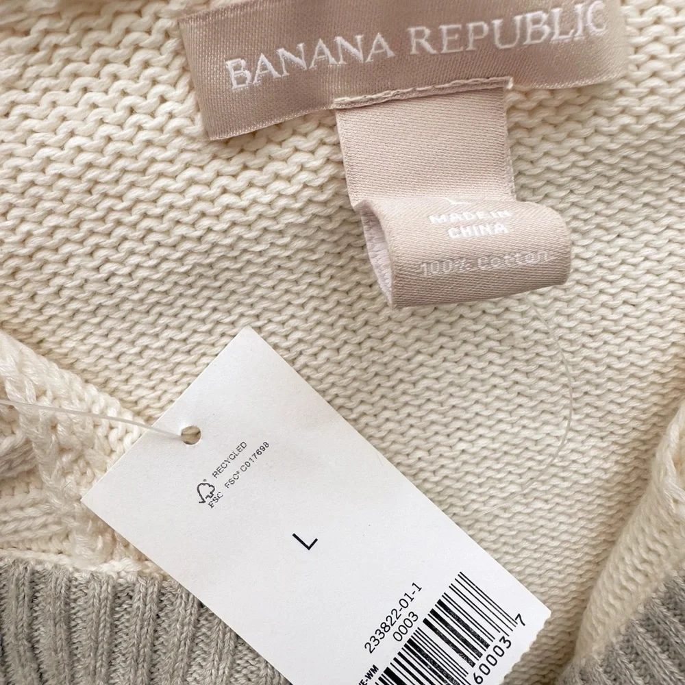 NWT Banana Republic Cream Button-Up Sweater 100% Cotton - Picture 2 of 5